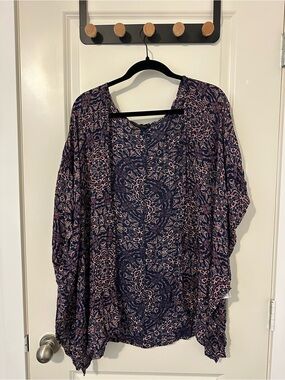 New Look Navy and Pink Floral Paisley Kimono Top